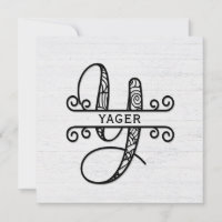 Monogramm Buchstaben Y mit Familienname
