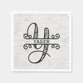 Monogramm Buchstaben Y mit Familienname Serviette