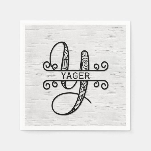 Monogramm Buchstaben Y mit Familienname Serviette (Vorderseite)