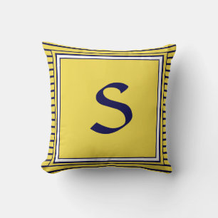 Monogramm Buchstabenstreifen mit blauer Rahmen Kis Kissen