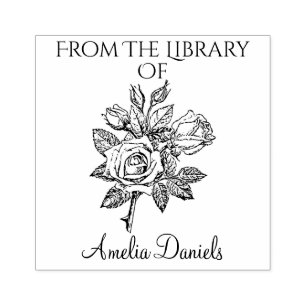 Monogramm Buchzeichen für Vintage Rose Gummistempel