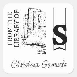 Monogramm-Buchzeichen Quadratischer Aufkleber