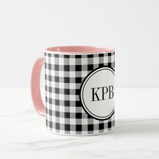 Monogramm Buffalo Karo 11oz. Combo-Getränke Tasse (Vorderseite Links)