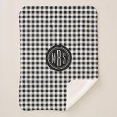 Monogramm, Buffalo-Karo Kariert Schwarz und Weiß Sherpadecke (Vorderseite)