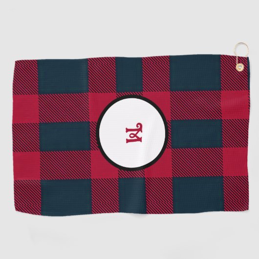 Monogramm Büffel kariert Golfhandtuch (Horizontal)