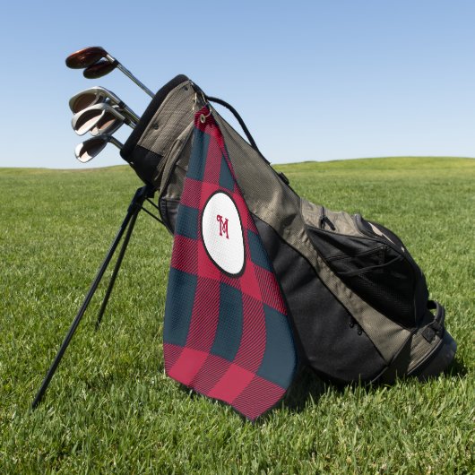 Monogramm Büffel kariert Golfhandtuch (Gras)
