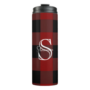Monogramm Büffel kariert Thermosbecher