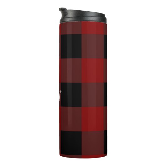 Monogramm Büffel kariert Thermosbecher (Nach rechts gedreht)