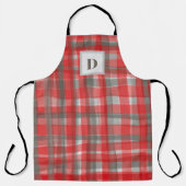 Monogramm Büffel karierte Tartan Rot graue Wasserf Schürze (Vorderseite)