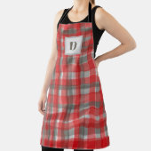 Monogramm Büffel karierte Tartan Rot graue Wasserf Schürze (InSitu)