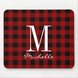 Monogramm-Büffel-Karo-Muster Mousepad