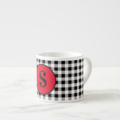 Monogramm Büffel-Karo & Stylisches Rot 6oz. Espressotasse (Vorderseite Rechts)