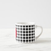 Monogramm Büffel-Karo & Stylisches Rot 6oz. Espressotasse (Rechts)
