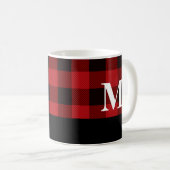 Monogramm Büffelkariert Kaffeetasse (VorderseiteRechts)