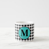 Monogramm Büffelkariert & Türkis 6oz. Espressotasse (Vorderseite)
