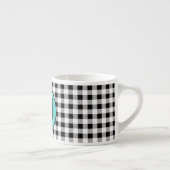 Monogramm Büffelkariert & Türkis 6oz. Espressotasse (Rechts)