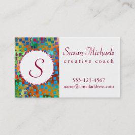 Monogramm, bunte abstrakte Digital-Kunst mit Visitenkarte