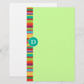 Monogramm-bunte Streifen-kundengerechtes Briefpapier (Vorne/Hinten)