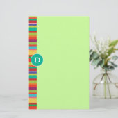 Monogramm-bunte Streifen-kundengerechtes Briefpapier (Stehend Vorderseite)