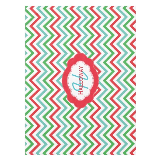 Monogramm-bunte Zickzack Weihnachtstischdecke Tischdecke (Vorderseite)