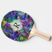 Monogramm-buntes abstraktes mit Wirbel und Linien Tischtennis Schläger (Seitenansicht)