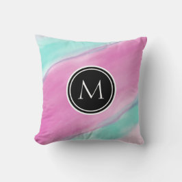Monogramm-buntes Aquarell Kissen