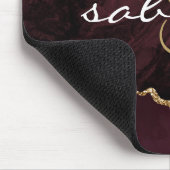 Monogramm Burgund Gold Achat Geode Mousepad (Ecke)