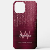 Monogramm Burgund-Rose Gold-Spargel Case-Mate iPhone Hülle (Rückseite)