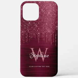 Monogramm Burgund-Rose Gold-Spargel Case-Mate iPhone Hülle