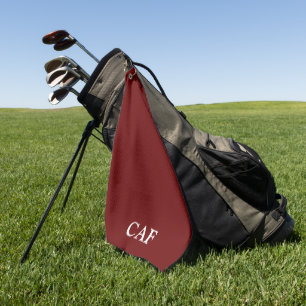 Monogramm Burgund Rot Dunkelrot Weiß Golfhandtuch