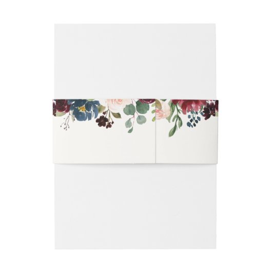 Monogramm Burgunder-Blumenstrauß-| Einladungsbanderole (Rückseitenbeispiel)