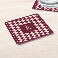 Monogramm Burgunderrosa Fettes Wellenmuster