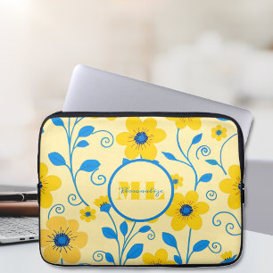 Monogramm Butter Gelb und Blau Laptopschutzhülle