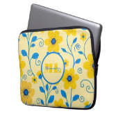 Monogramm Butter Gelb und Blau Laptopschutzhülle (Vorderseite Links)