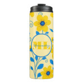 Monogramm Butter Gelb und Blau Thermosbecher (Vorderseite)