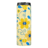 Monogramm Butter Gelb und Blau Thermosbecher (Rückseite)