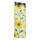 Monogramm Butter Gelb und Blau Thermosbecher (Nach rechts gedreht)