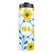 Monogramm Butter Gelb und Blau Thermosbecher (Vorderseite)