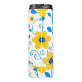 Monogramm Butter Gelb und Blau Thermosbecher (Rückseite)