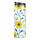 Monogramm Butter Gelb und Blau Thermosbecher (Nach rechts gedreht)