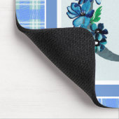 Monogramm "C" Blau Kariert Mousepad (Ecke)