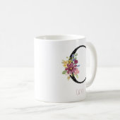Monogramm C Blumennamens-Punkt-Kaffeetasse Kaffeetasse (VorderseiteRechts)