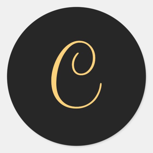 Monogramm C, goldfarbenes erstes C-Skript Runder Aufkleber (Vorderseite)
