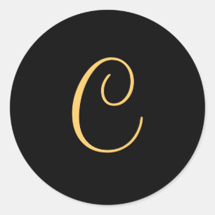 Monogramm C, goldfarbenes erstes C-Skript Runder Aufkleber
