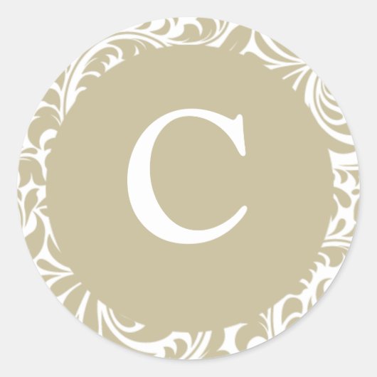 Monogramm C Graue Silber- und Weißkleber Runder Aufkleber (Vorderseite)