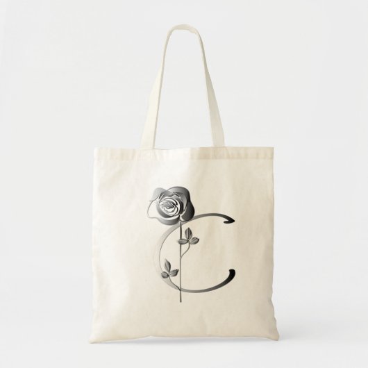 Monogramm C Handschriftlich mit Rose Tragetasche (Vorne)