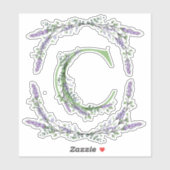 Monogramm C Lavendel Eucalyptus Aufkleber (Blatt)