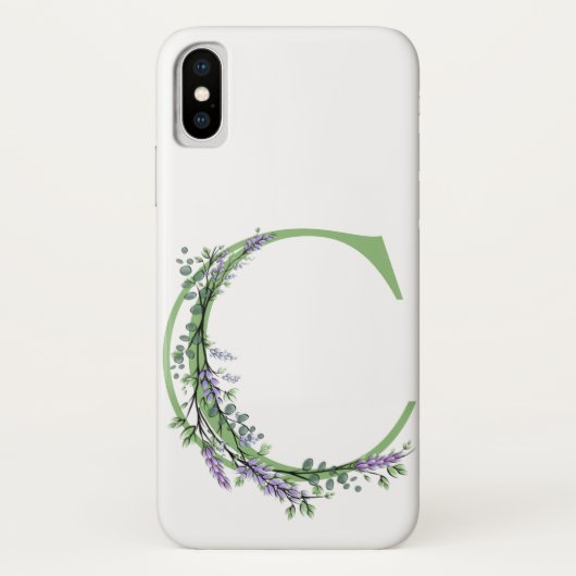 Monogramm C Lavendel Eucalyptus Case-Mate iPhone Hülle (Rückseite)