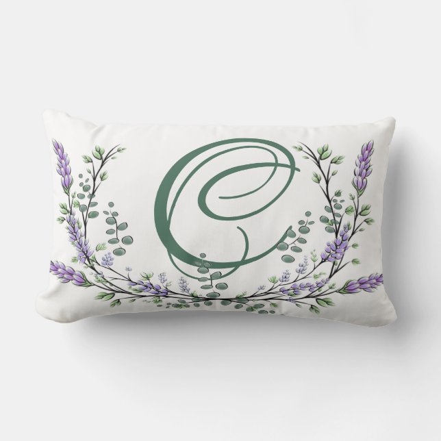 Monogramm C Lavendel Eucalyptus Lendenkissen (Vorderseite)