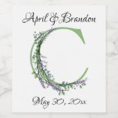 Monogramm C Lavendel Eucalyptus Weinetikett (Einzelnes Label)